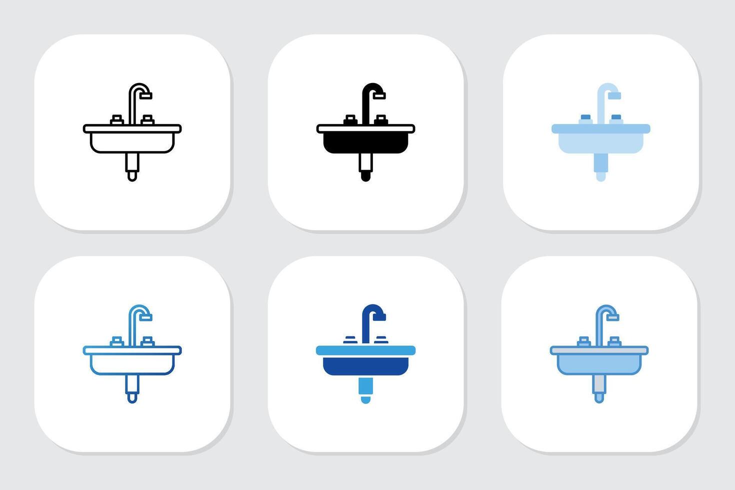 sink icons with various design styles vector