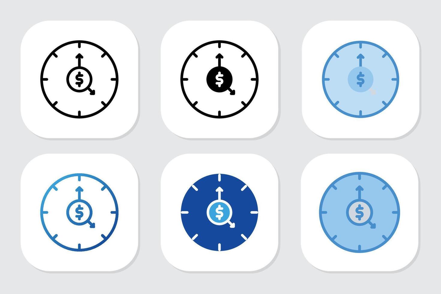 Clocks icon with various design style vector