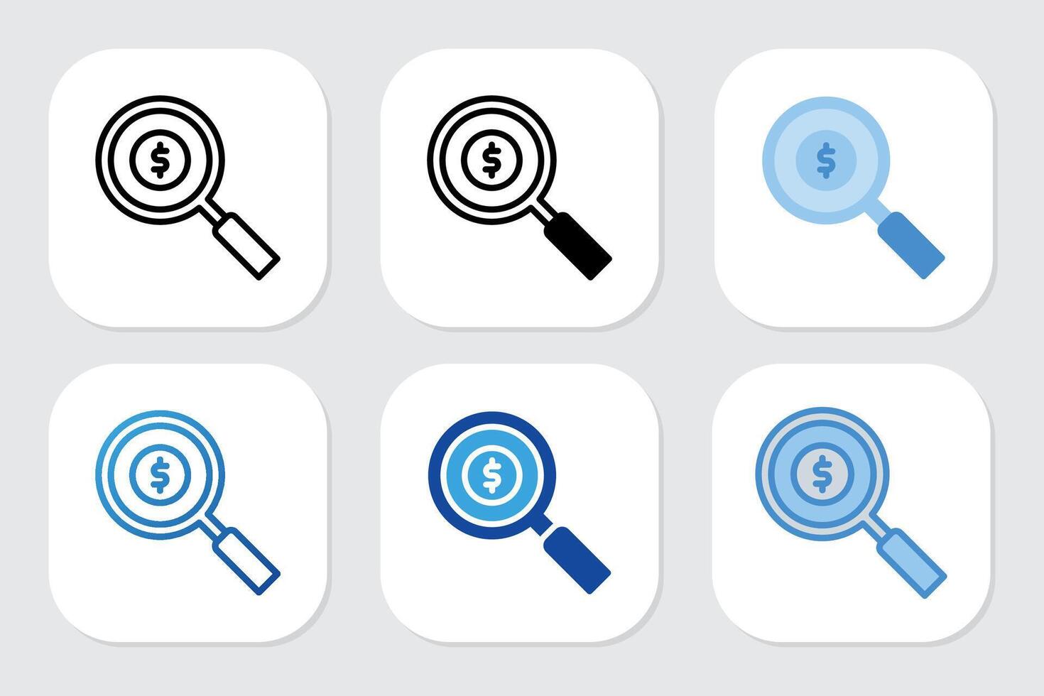 Finance Search icons with various design styles vector