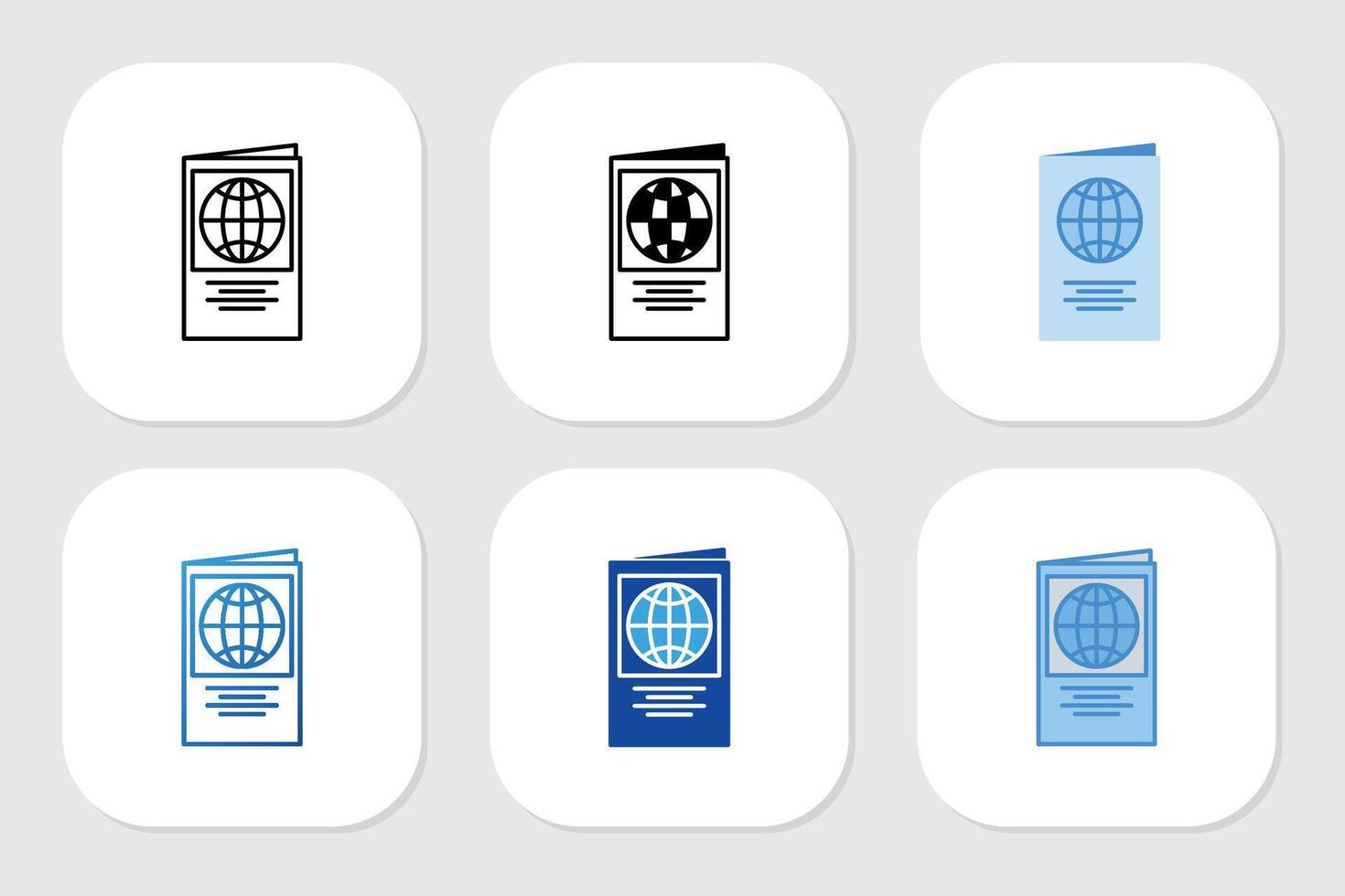 passport icons with various design styles vector