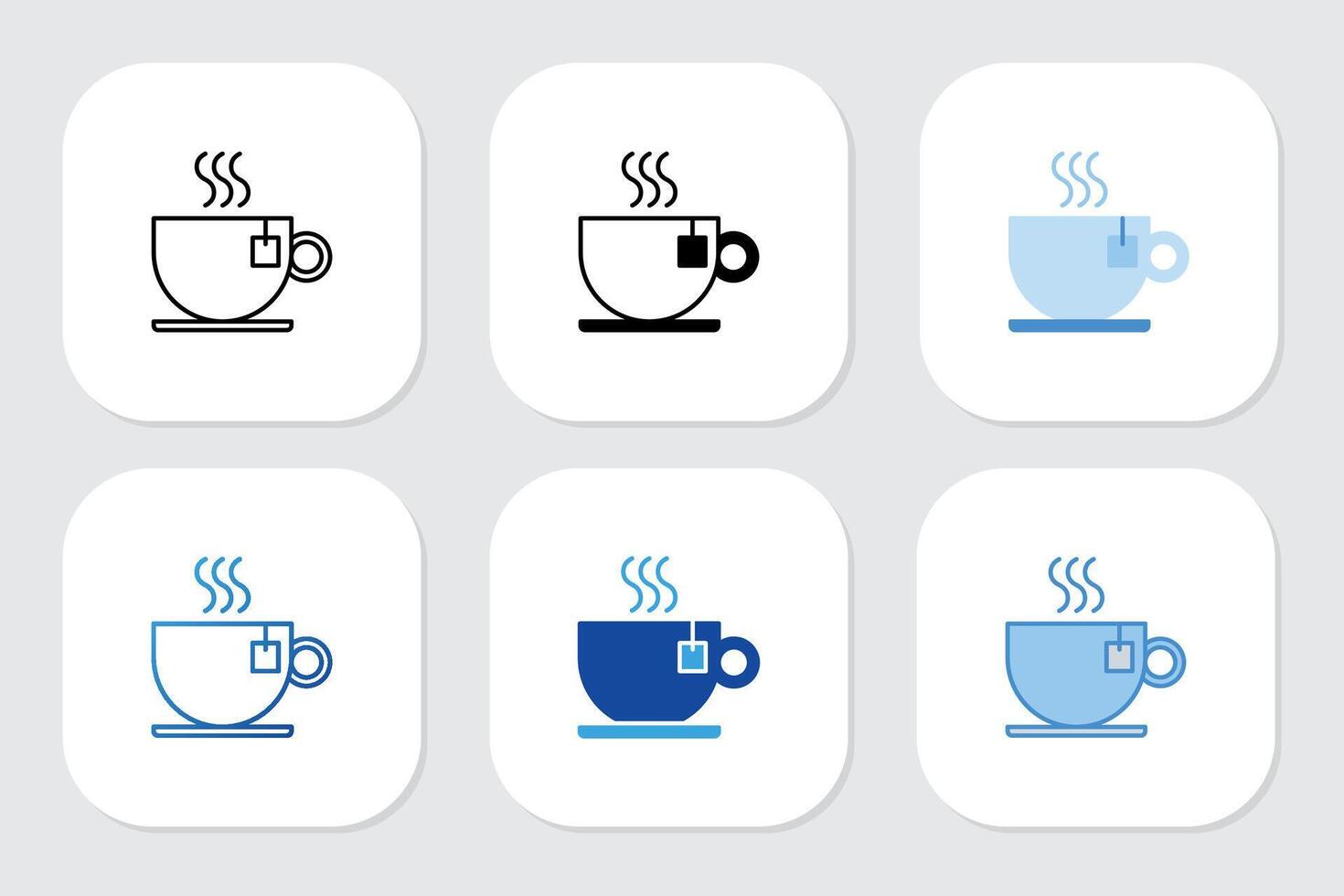 hot tea icons with various design styles vector