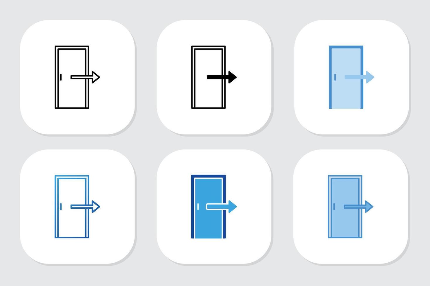 exit door icons with various design styles vector