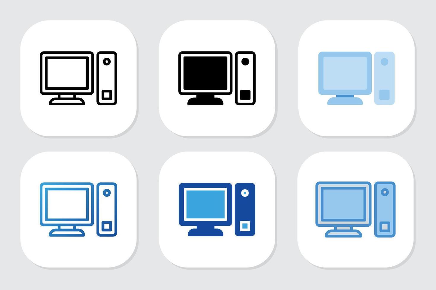 Computer icon with various design style vector