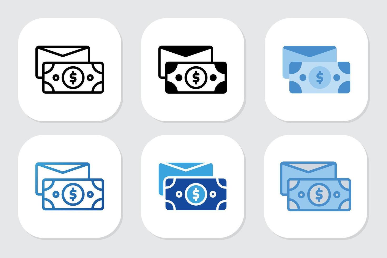 Money Envelope icons with various design styles vector