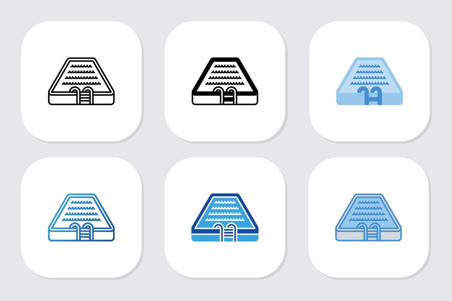 swimming pool icons with various design styles vector