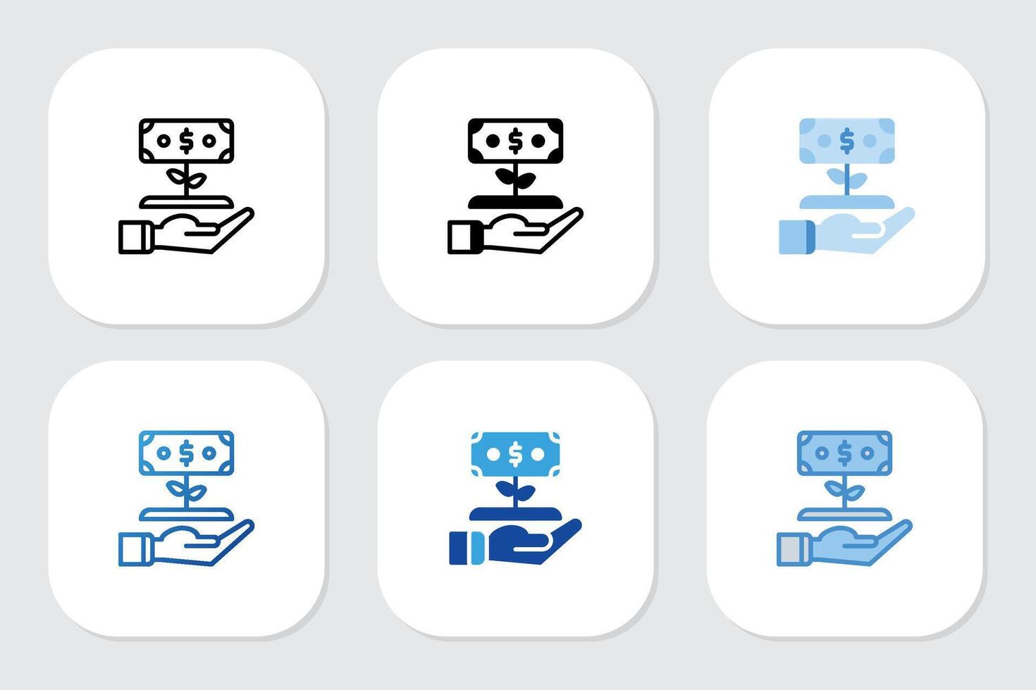 growth dollar icons with various design styles vector