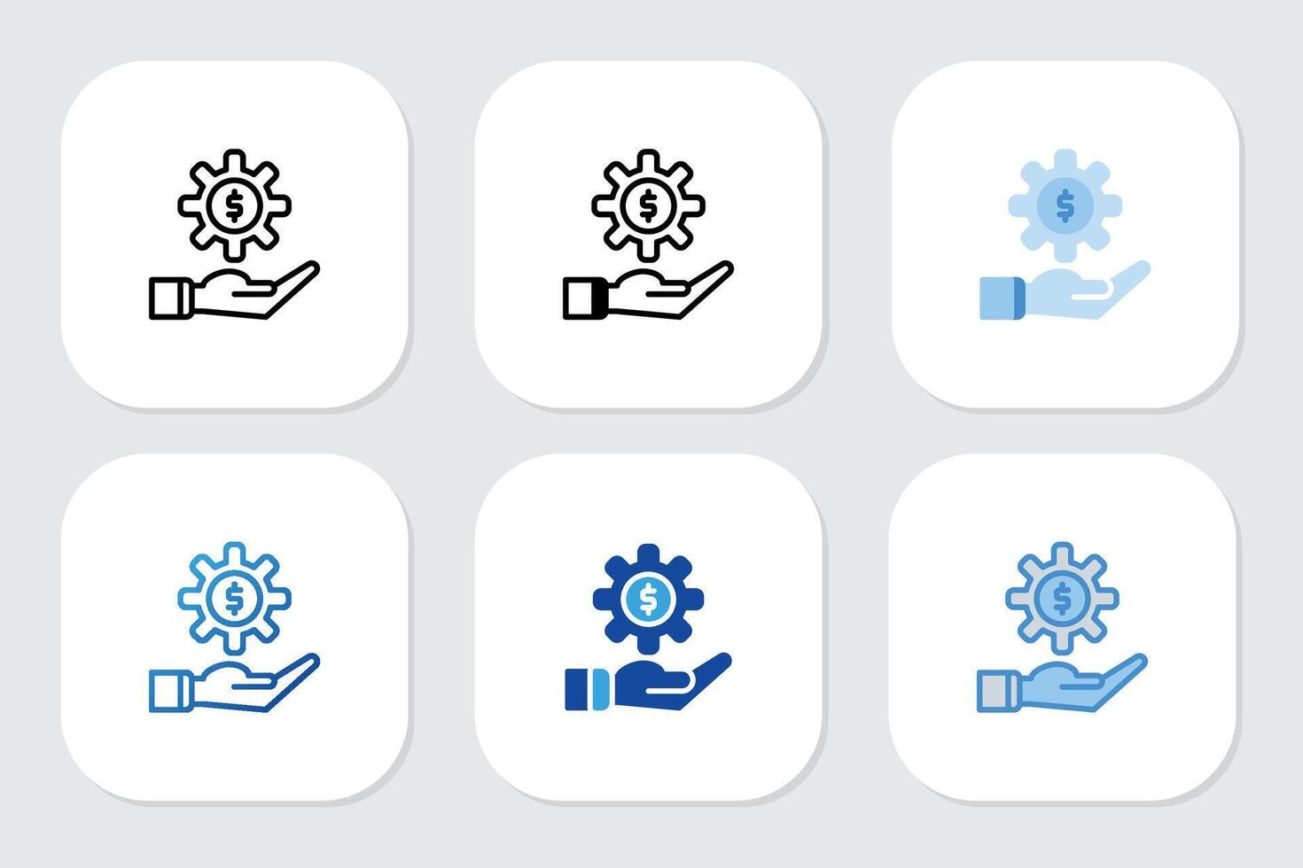 gear setting icons with various design styles vector