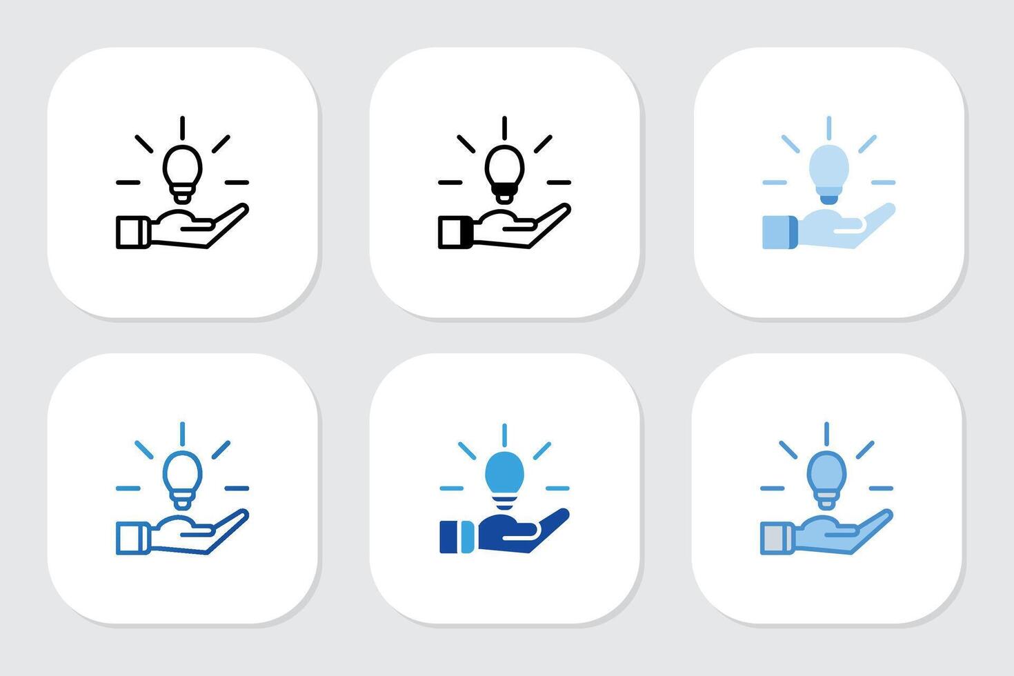 lamp idea icons with various design styles vector