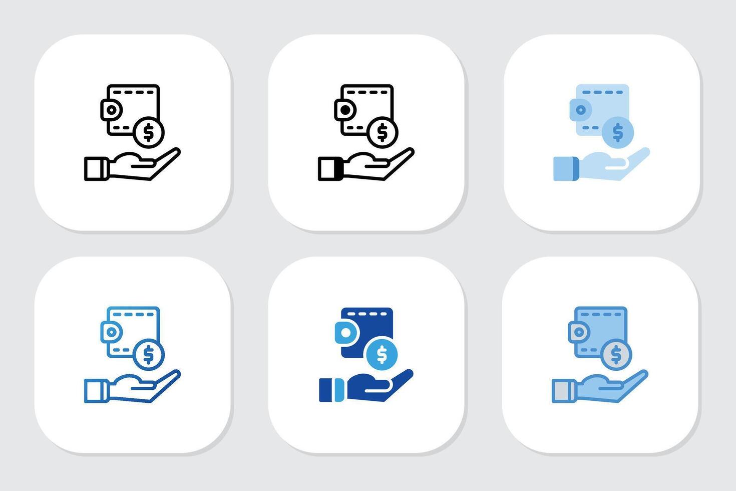wallet icon with various design style vector