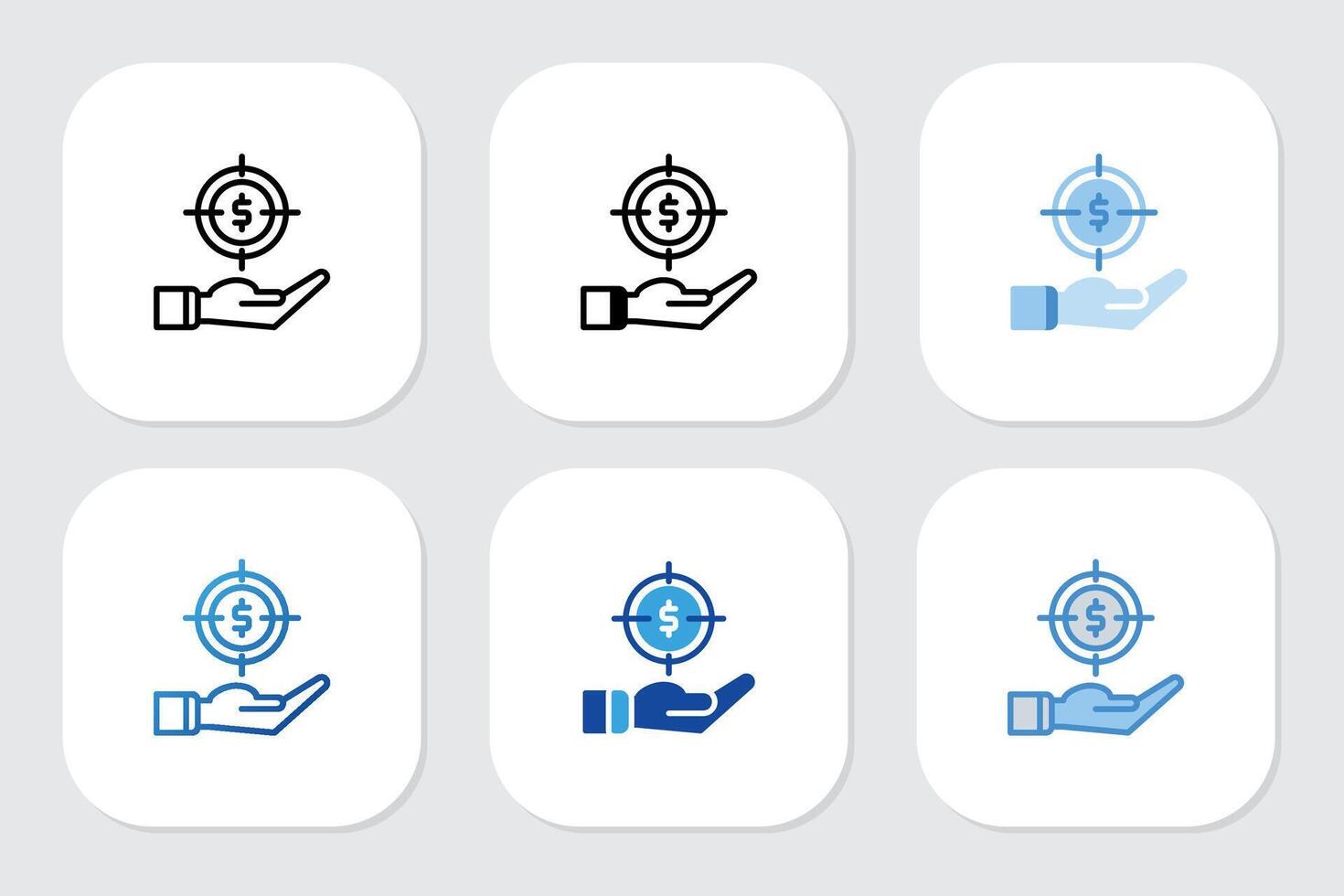 target money icons with various design styles vector