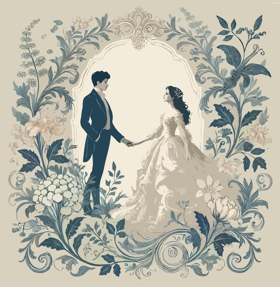 Wedding Invitation Card Template, Flowers and Leaves, wedding invitation card with rings vector