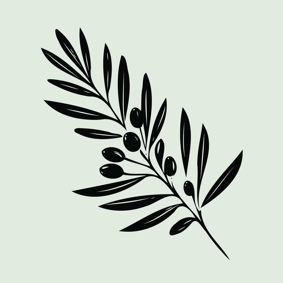olive illustration, laurel wreath, black olives on a branch. A wreath with a green leaves and a symbol for the winner of the contest. vector