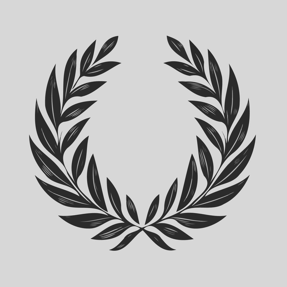 A wreath with a green leaves and a symbol for the winner of the contest. Laurel wreath. Laurel wreath isolated on white background. vector