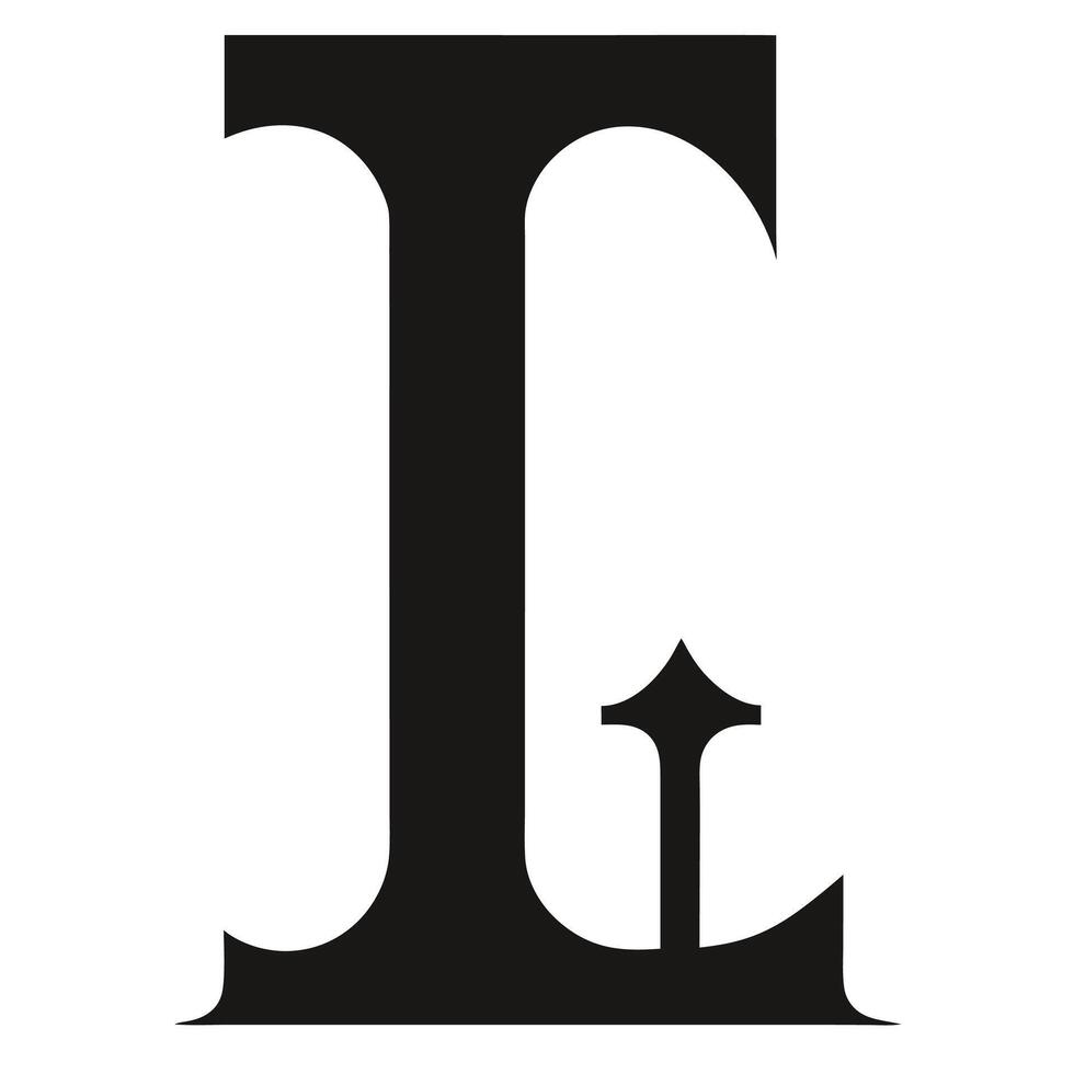 Minimalist typography, elegant capital letter L, black and white design, serif font, stark contrast, graphic design element, simple yet sophisticated, bold letterform, monochrome aesthet vector