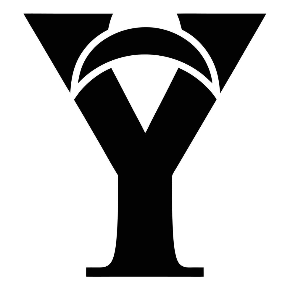 Stylized letter Y, black and white graphic, abstract geometric design, minimalist logo, bold shapes, negative space vector