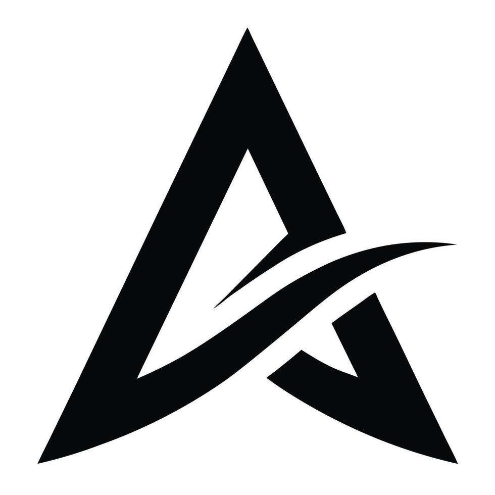 Minimalist logo design, black and white, geometric shapes, angular forms, stylized letter A, dynamic lines vector