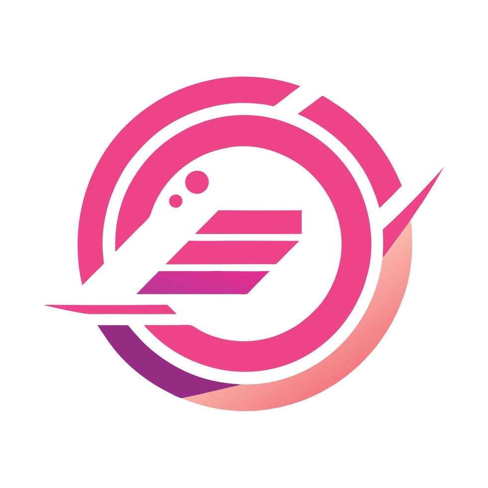 Stylized bird logo, minimalist design, circular shape, vibrant pink gradient, geometric abstraction, sleek lines vector