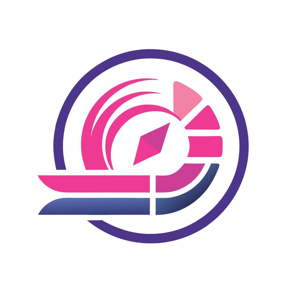 Abstract logo, geometric shapes, circular design, pink and purple gradient, dynamic curves vector