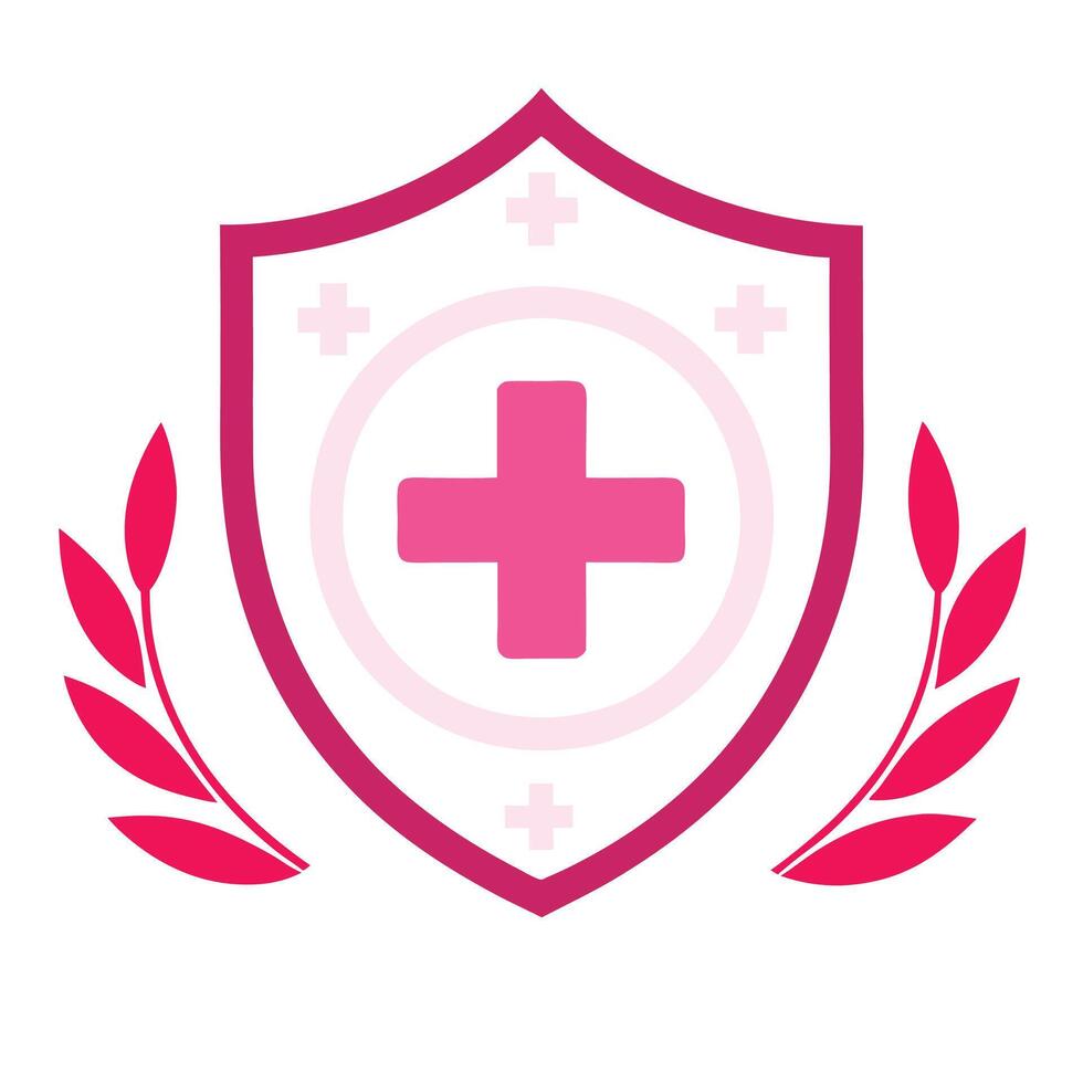 a pink shield with a cross on it vector