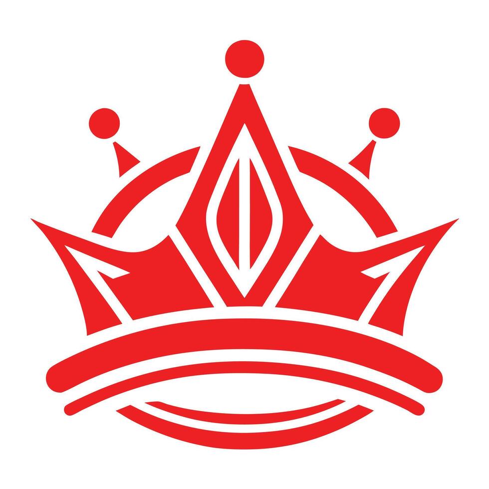 Red crown icon, geometric design, minimalist, stylized, bold, regal, symmetrical, graphic vector