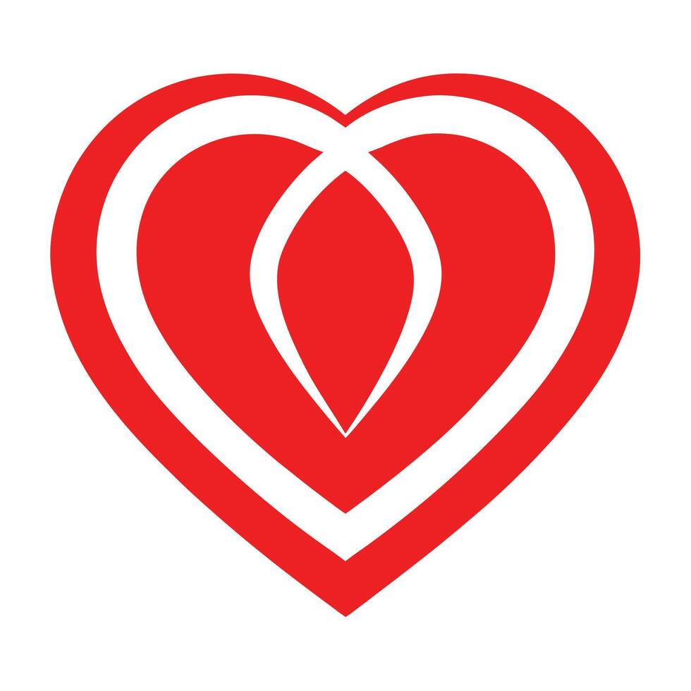 Heart logo, minimalist design, red and white, geometric shape, symmetrical, abstract, love symbol, vector