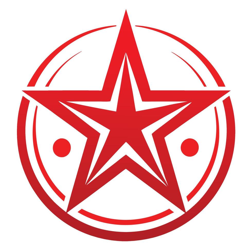red star logo, geometric design, circular emblem, white background, sharp angles, symmetrical, minimalist, vector