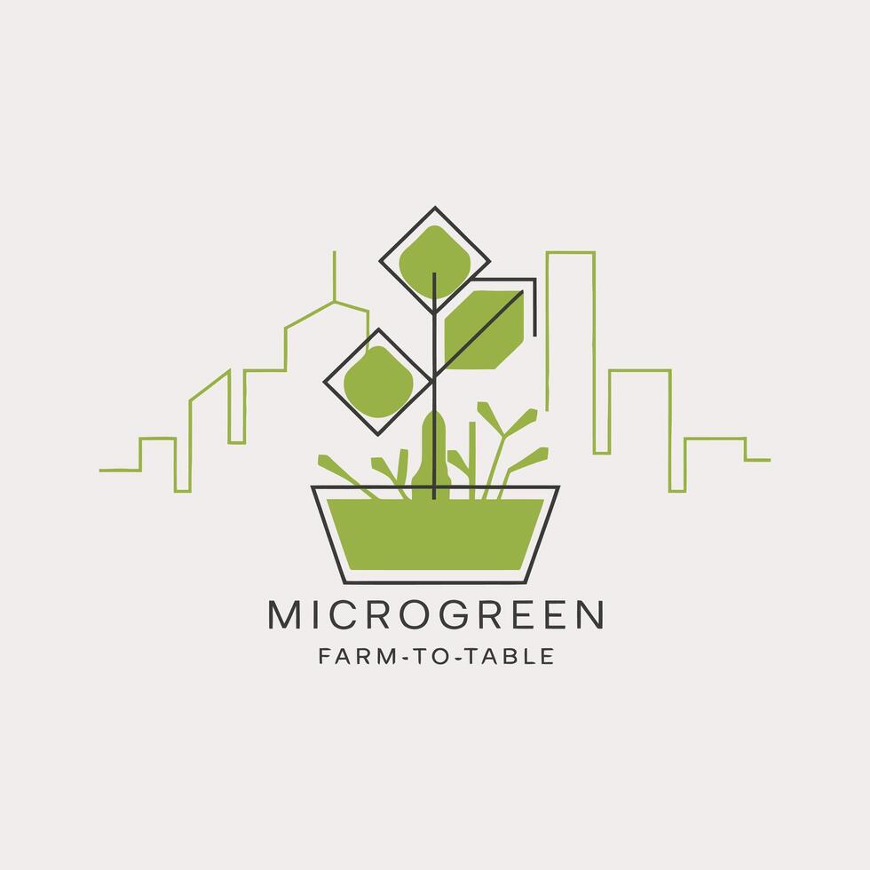 Modern Microgreens Farm-to-Table Geometric Plant Design vector