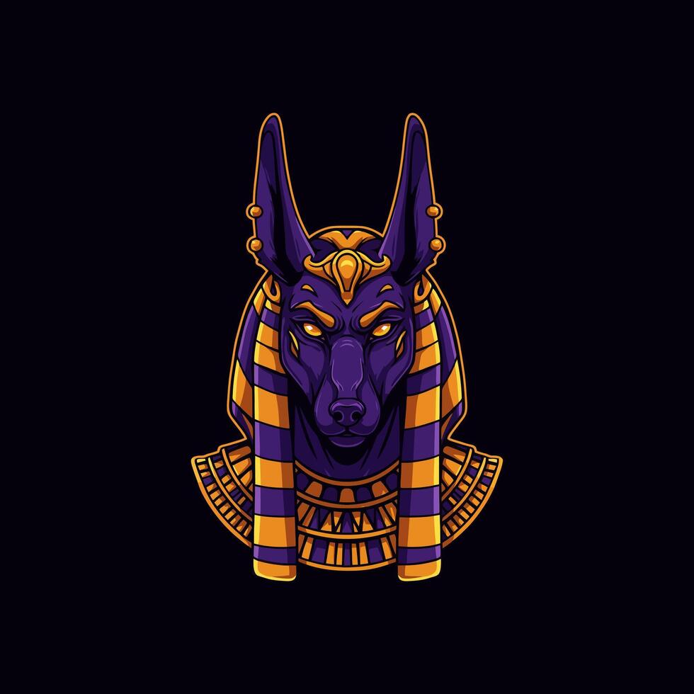 Majestic Anubis Dark Purple and Gold Egyptian Deity vector