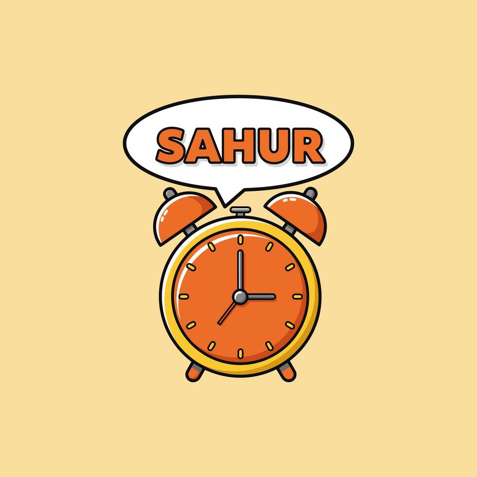 Sahur Time A Cheerful Alarm Clock Illustration vector