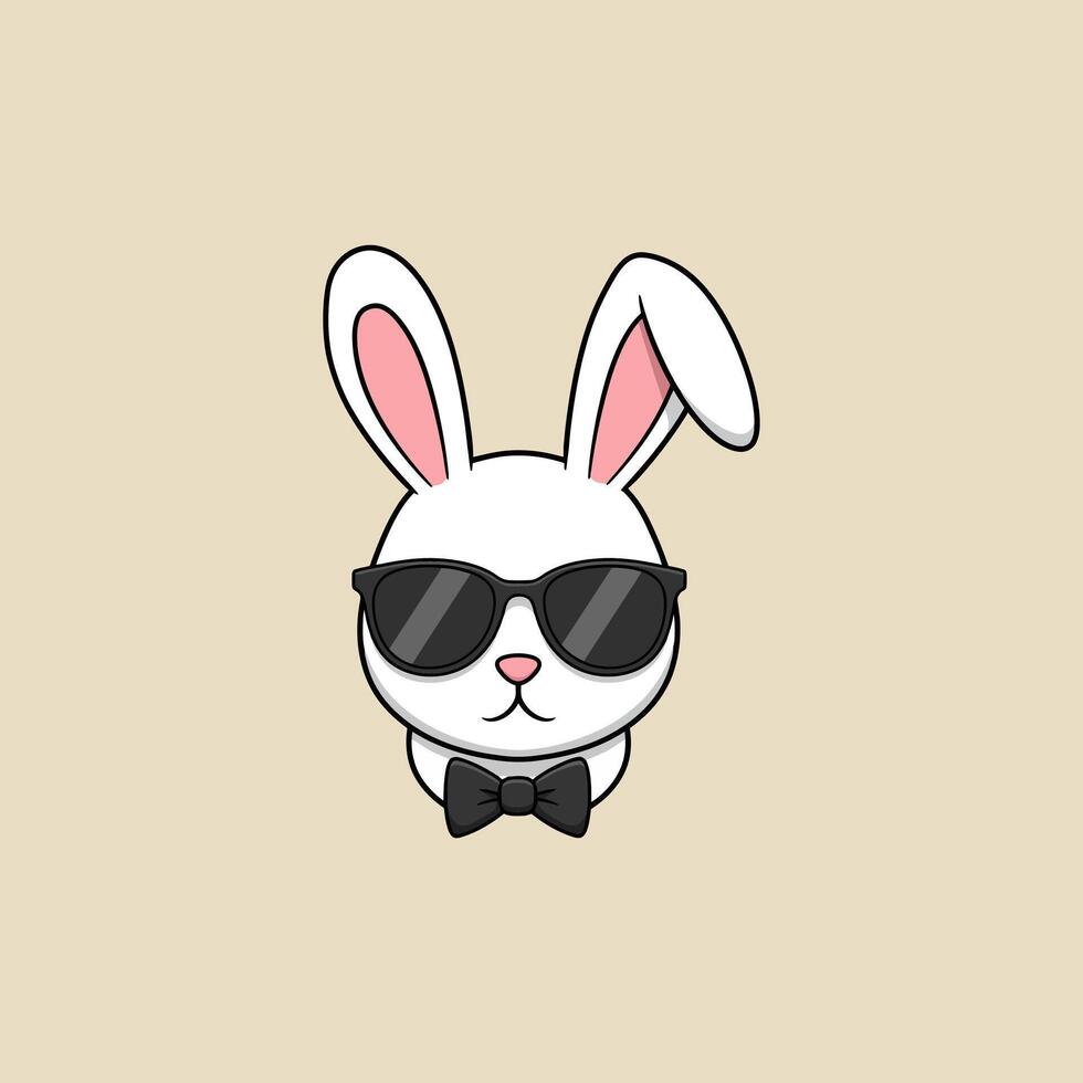 Cool Bunny in Sunglasses A Simple, Stylish Cartoon Illustration vector