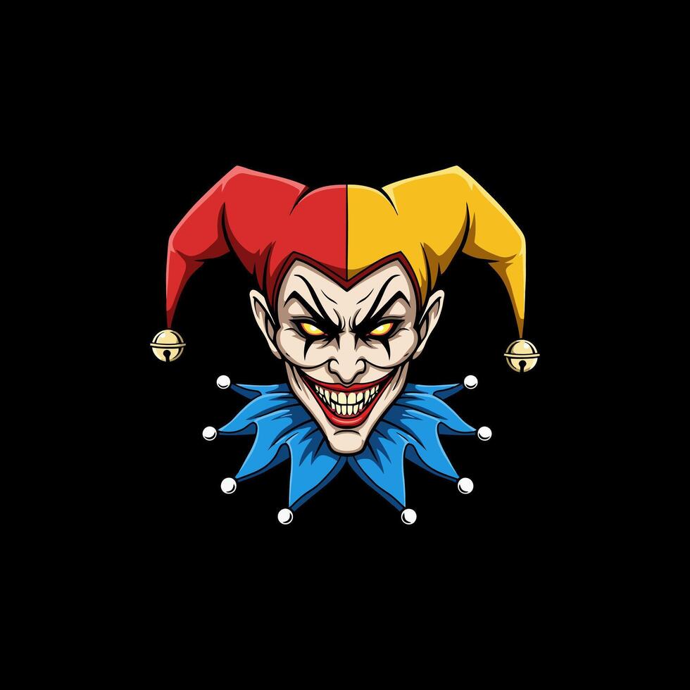 Menacing Joker Face Bold, Colorful, Illustration vector