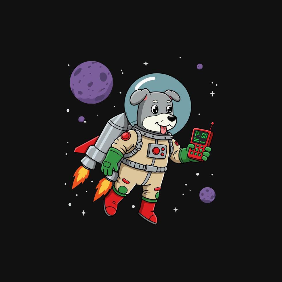 Space Dog Astronaut A Whimsical Cartoon Adventure vector