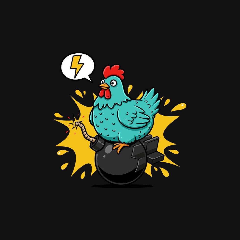 Bombastic Blue Hen A Cartoonish, Explosive Illustration vector
