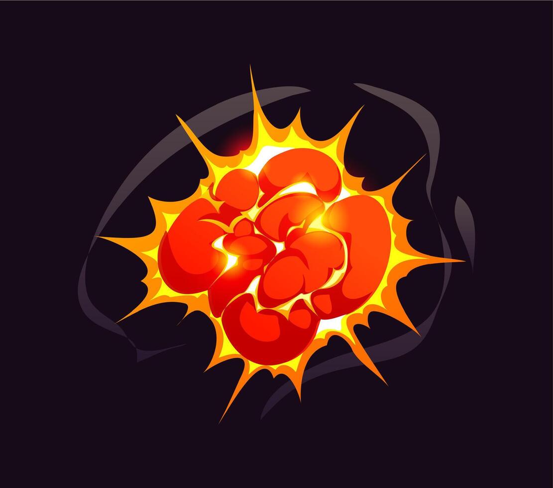 Bomb blast explosion cloud, comic fire and smoke vector