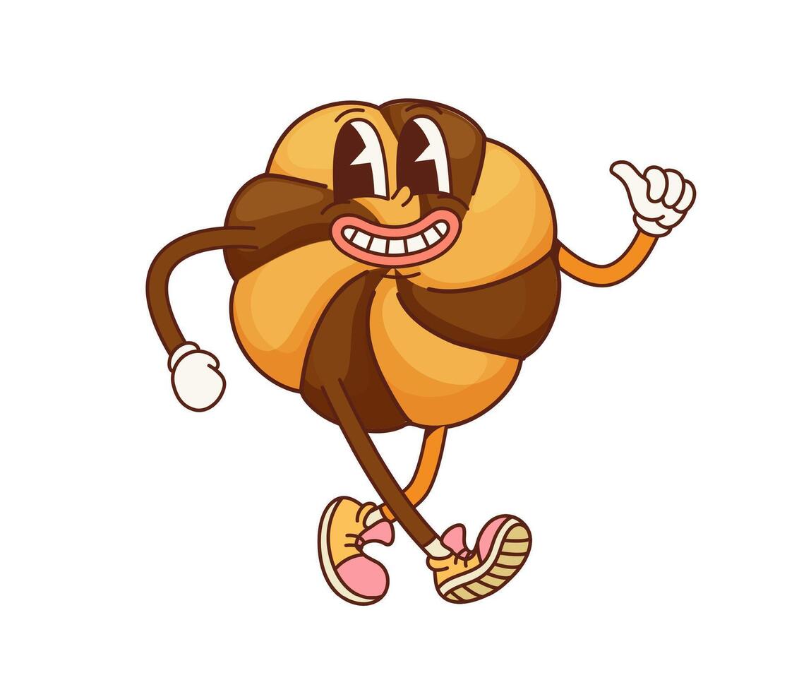 Cartoon cookie character, groovy retro personage vector