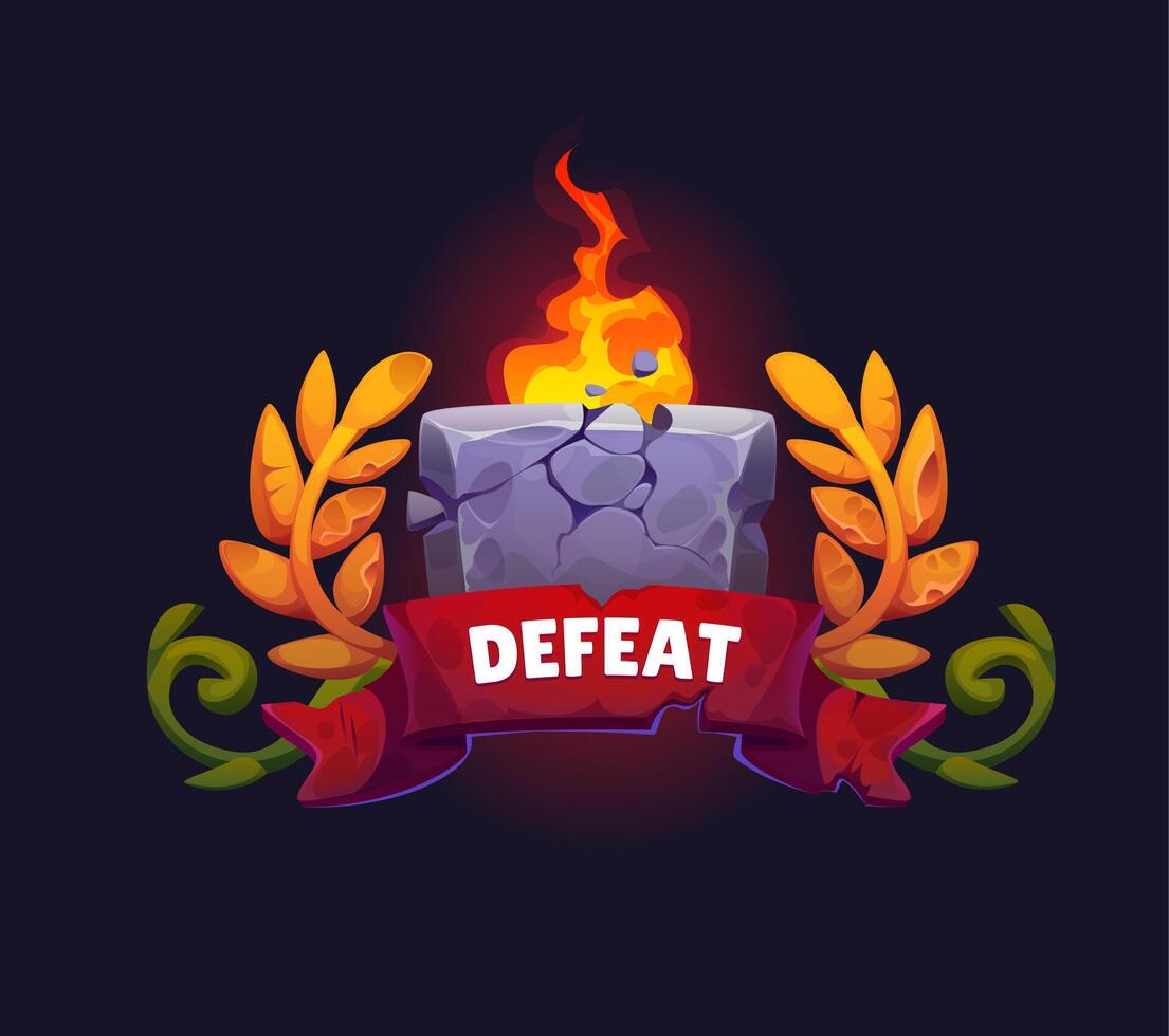 Defeat game icon, level not complete, gamer fail vector