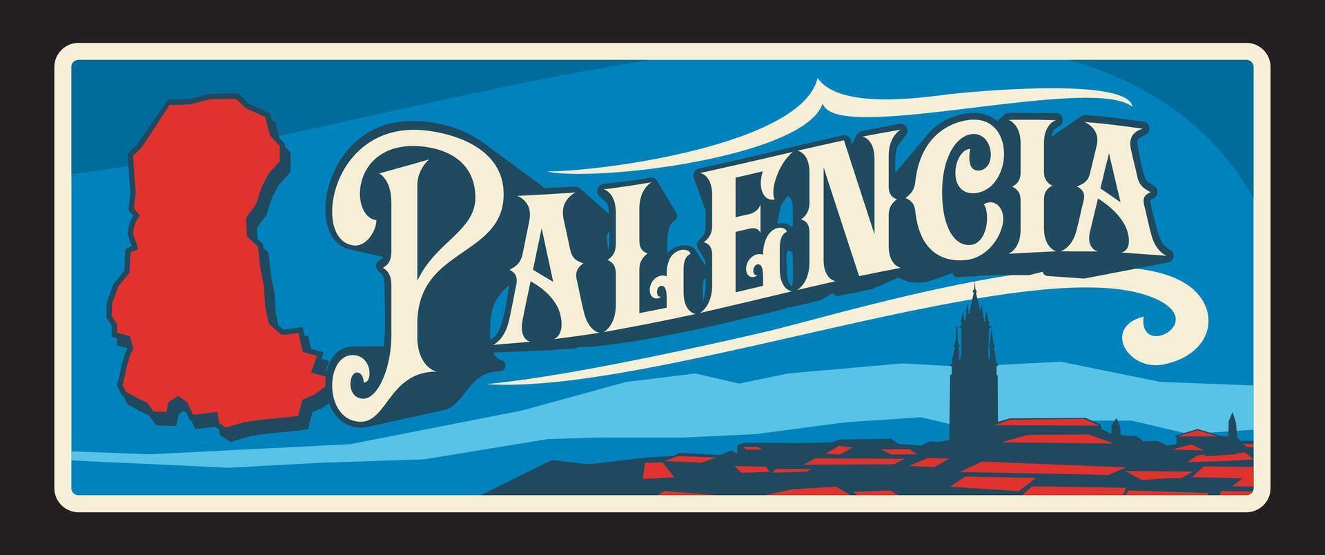 Palencia Spain province, travel plate with map vector