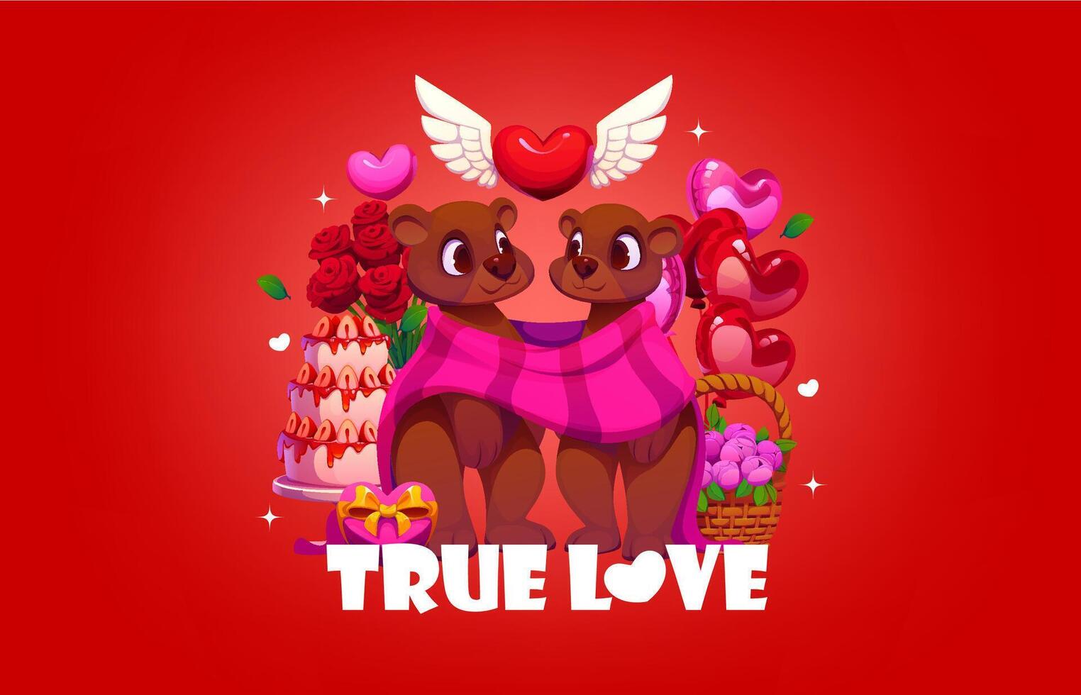 Valentines day quote true love featuring two bears vector