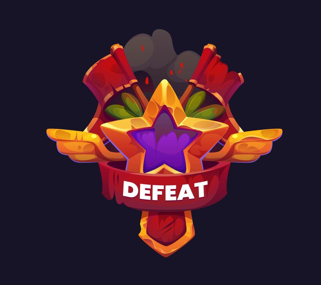 Defeat game icon or badge gui fantasy final banner vector