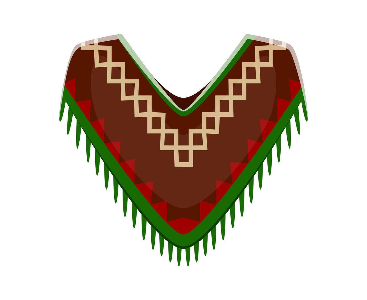 Letter V as Mexican poncho with geometric pattern vector