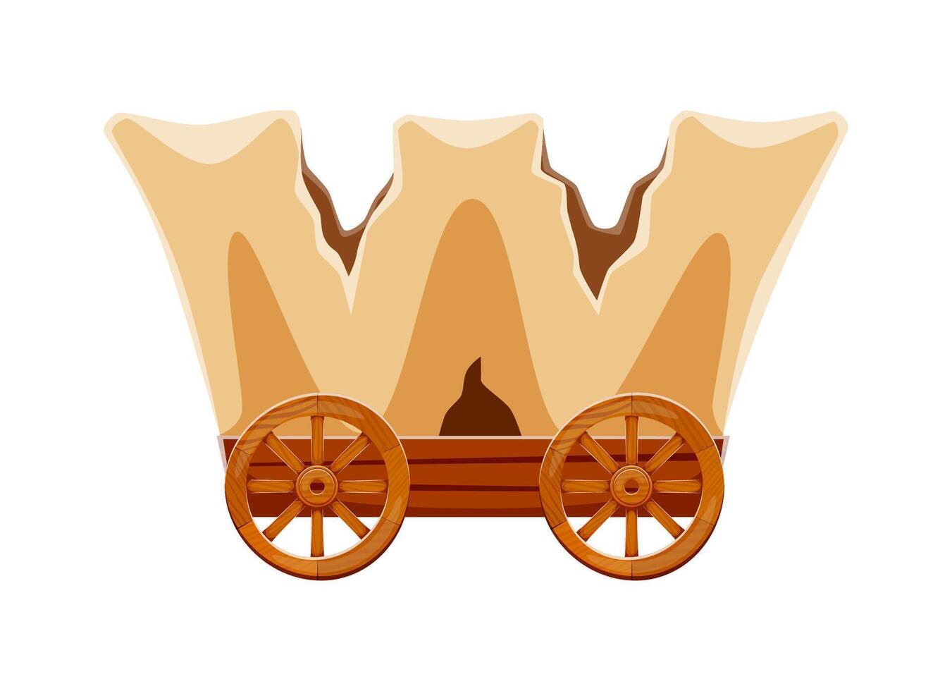 Letter w as covered wagon, cowboy wild west font vector