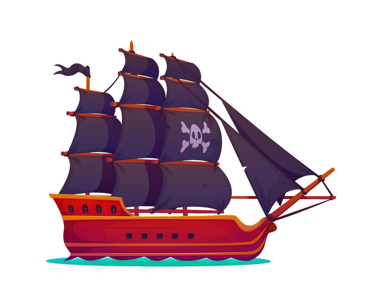 Buccaneer pirate ancient caravel sail ship vector