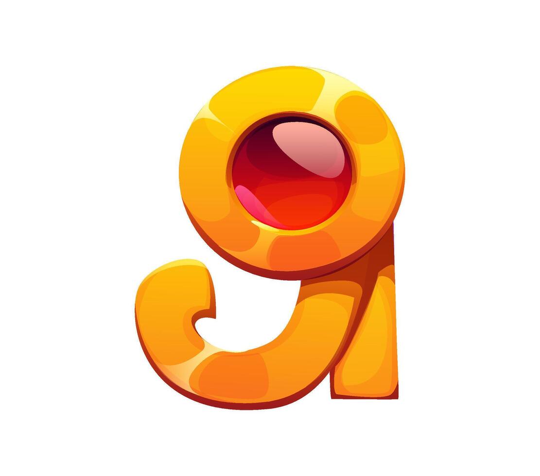 Cartoon egyptian font gold jewel gem 9 nine digit vector