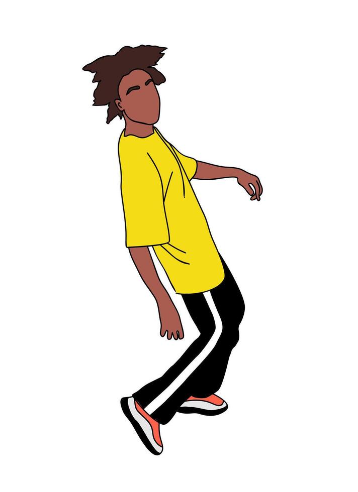 Man dancing street dance in urban hip hop style. Dancer break dance. Cartoon character vector