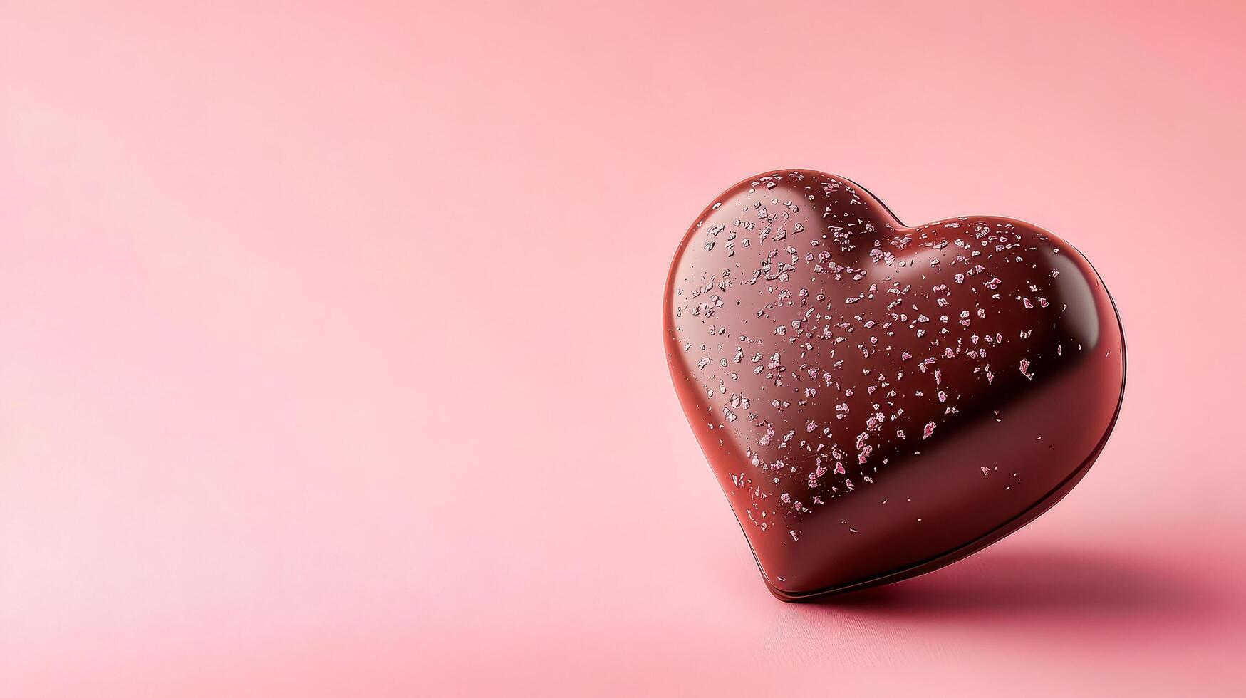 Chocolate heart shaped treat adorned with salt on a soft pink background adding romance and sweetness to any occasion photo