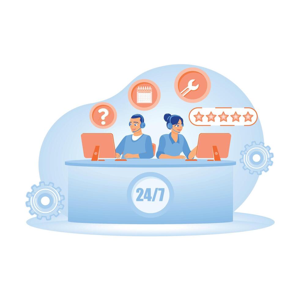 The team provides 24 7 customer service support assistance. vector