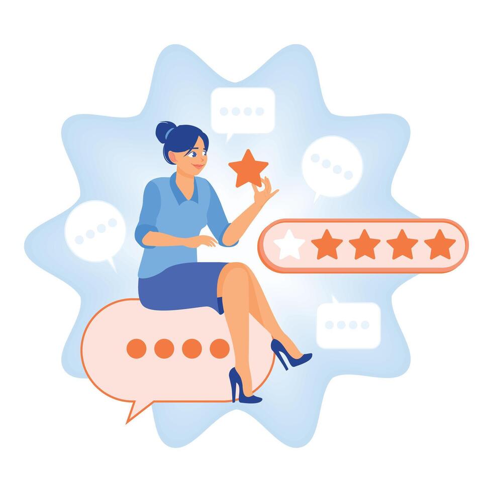 Customer feedback with a five-star rating. vector