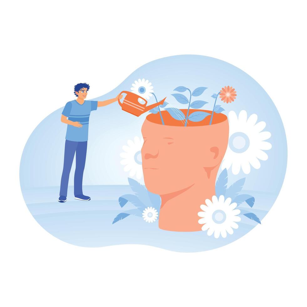 Mental growth with the idea and development. vector