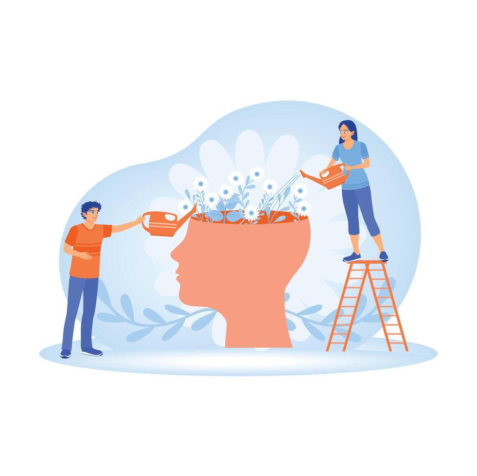 Growth in mental health and positive self-care practices. vector