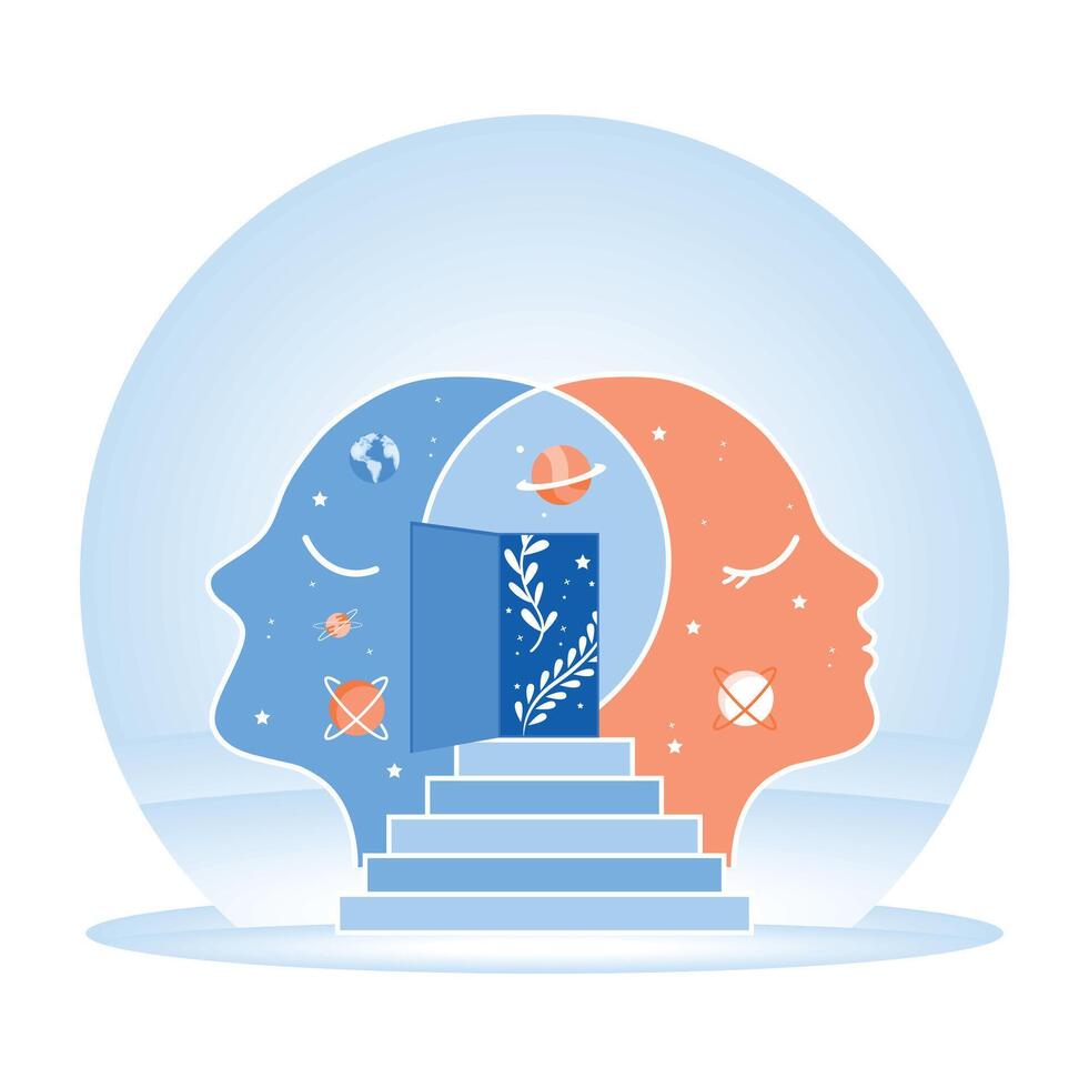 Concepts of psychology, dreams, and mental health. vector